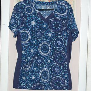 Blue print scrub top